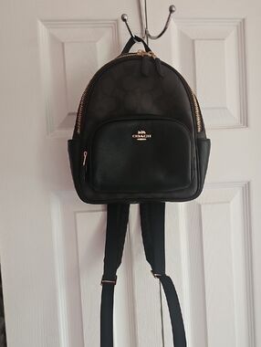 Coach Black Signature Mini Backpack with Gold Hardware